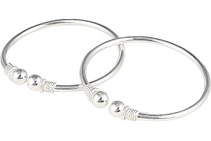 Tongari 925 Pure Silver Pair Of Adjustable Baby Plain Pipe Kada In 925 Sterling Silver For Baby Boys & Baby Girls (AGE GROUP 