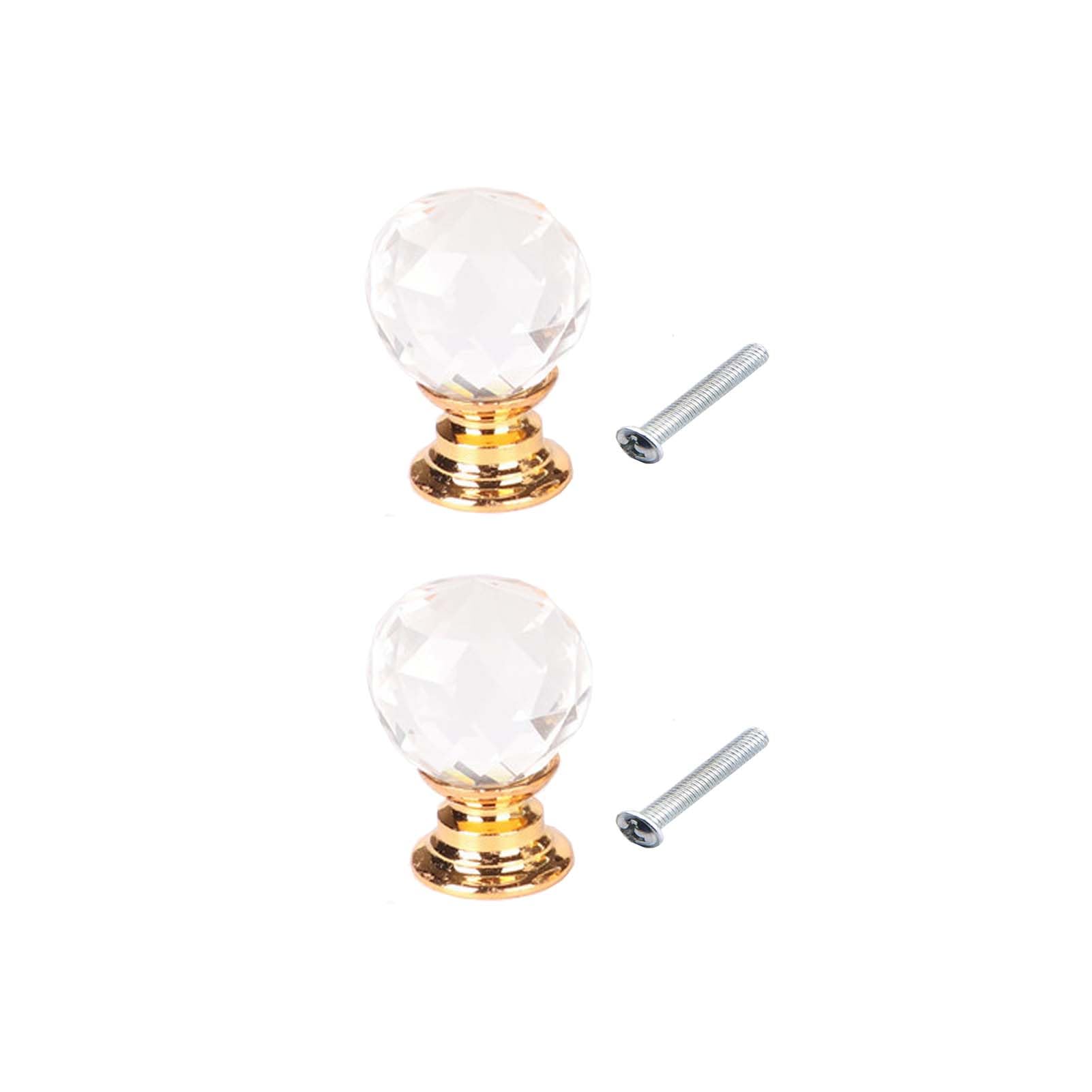 Lansonee 2 Piece Set of Crystal Door Handles -20mm Gold Drawer Handle with Screws,Suitable for Cabinets,Wardrobes,and Desks