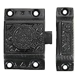 A29 Solid Brass Cabinet Latch with Flower Knob, Oil Rubbed Bronze Finish
