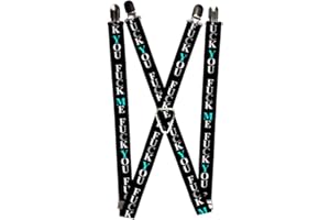 Buckle-Down Suspenders, Me Black White Blue, Quote, 1.0-inch Wide