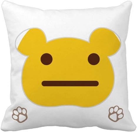 Amazon 無言の黄色のかわいい素敵なオンラインチャット絵文字イラストパターン 枕カバーを放り投げてスクエアベア 50cm X 50cm 枕カバー ピローケース オンライン通販