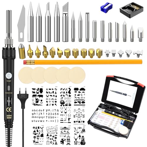 Pyrography Burner & Pyrography Soldering Iron Set - 54-in-1 Wood Burner for Engraving, 60 W, 200-480 °C, Brennpeter for Wood, Engraving Device, Burning Pen - Ideal for Professionals & Hobbies