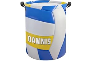 Personalized Volleyball Laundry Basket with Handles Custom Name Volleyball Player Foldable Hamper Sport Funny Clothes Organiz