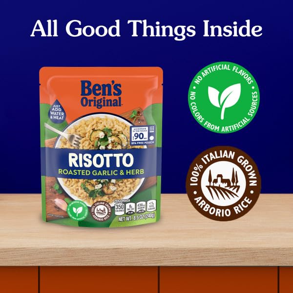 BEN’S ORIGINAL RISOTTO ROASTED GARLIC & HERB FLAVORED RICE, EASY DINNER SIDE, 8.5 OZ POUCH