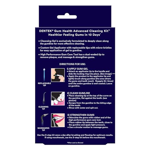 DENTEK GUM HEALTH ADVANCED CLEANING KIT, ORAL CARE HYGIENE KIT WITH GUM STIMULATOR TOOL & CLEANSER AND PLAQUE SCRAPER FOR TEETH, DENTAL TOOLS FOR CLEAN & HEALTHY GUMS