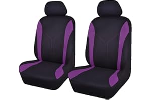 Flying Banner Car Seat Covers Front Seats and Rear Bench Mesh Fabric Rear Bench Split Polyester Cover Easy Installation SUV CAR Woman Lady Femal (Front Set, Black Purple)