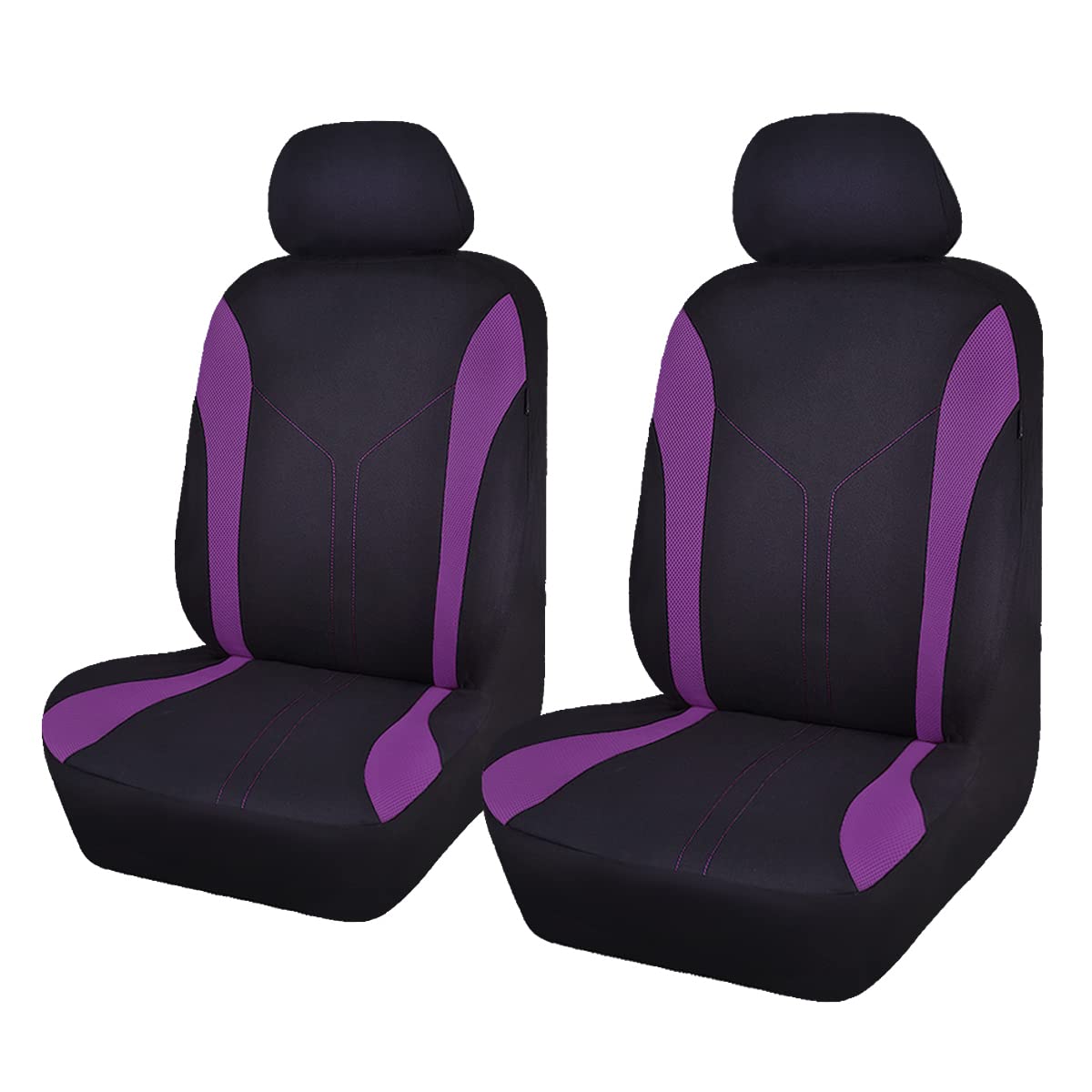 Flying Banner Universal Fit Car Seat Cover Sets Mesh Fabric Splicing Polyester Cover (2 Fronts, Black and Purple)