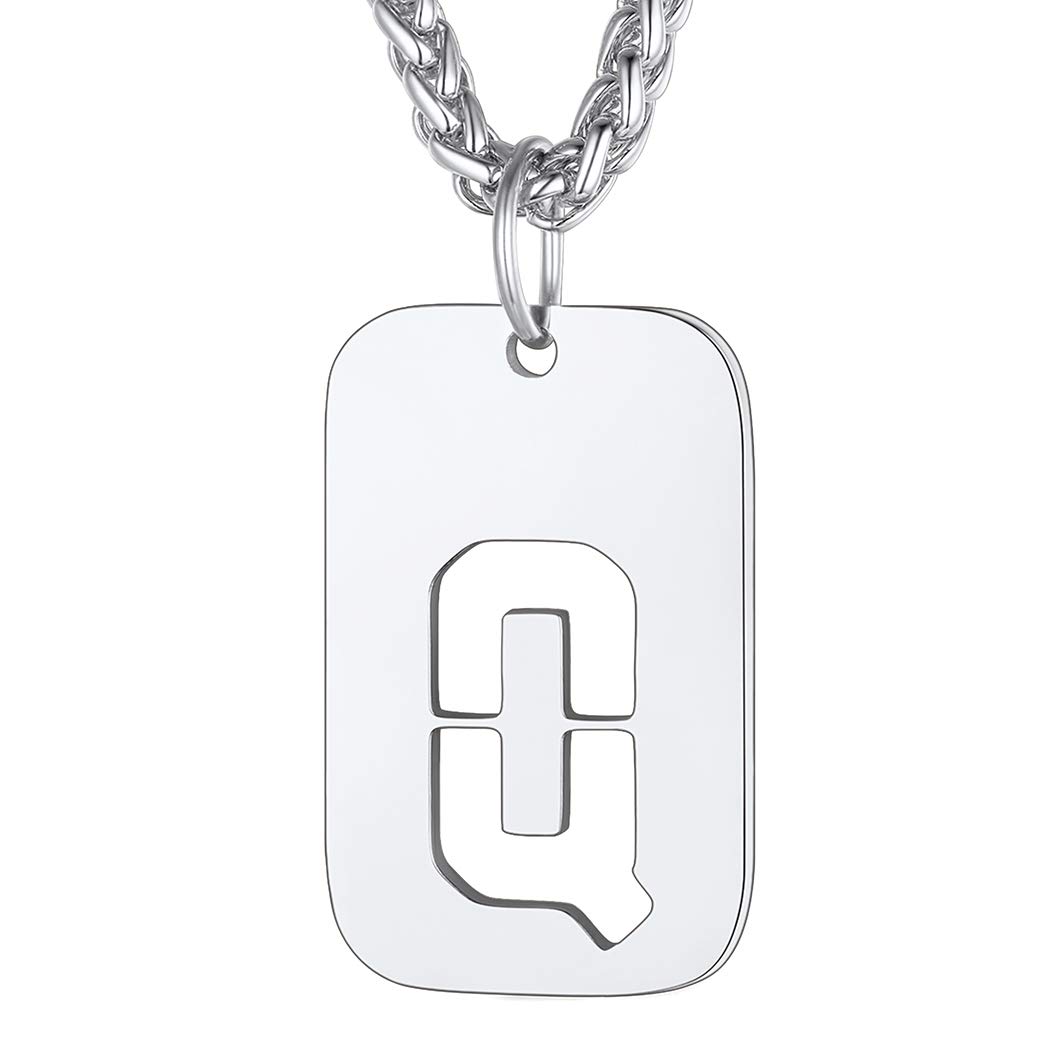 Richsteel Dog Tags for Men Memory Necklace Initial Q Pendant with Chains Mens Necklaces