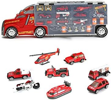 Truck Toy Transport Car Carrier Play Set, Mini Car set 8 Pcs, Road play 12 Pcs, 22" x 4.7" x 7.4"