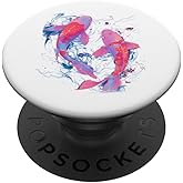 Pisces Koi Fish Yin Yang Japanese Aesthetic Water PopSockets Adhesive PopGrip