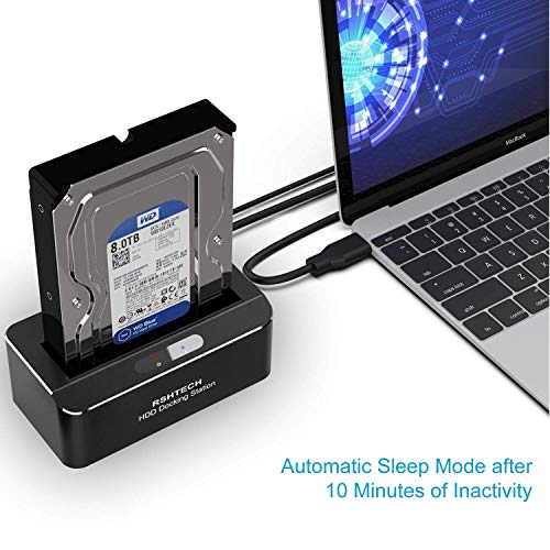 RSHTECH USB 3.0 to SATA Hard Drive Docking Station Single Bay External Disk Enclosure for 2.5 or 3.5 inch HDD SSD, Support UASP and Up to 10TB Drives, Tool-Free Aluminum Housing with ABS Spring Cover - Thumbnail 2