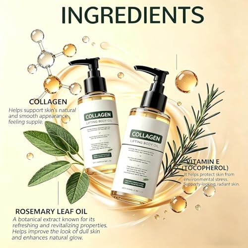 Collagen Lifting Body Oil, 2026 Collagen Oil, Collagen Oil for Firming Skin, Lightweight Moisturizing Oil for Face and Body, Improves Elasticity (2PCS)