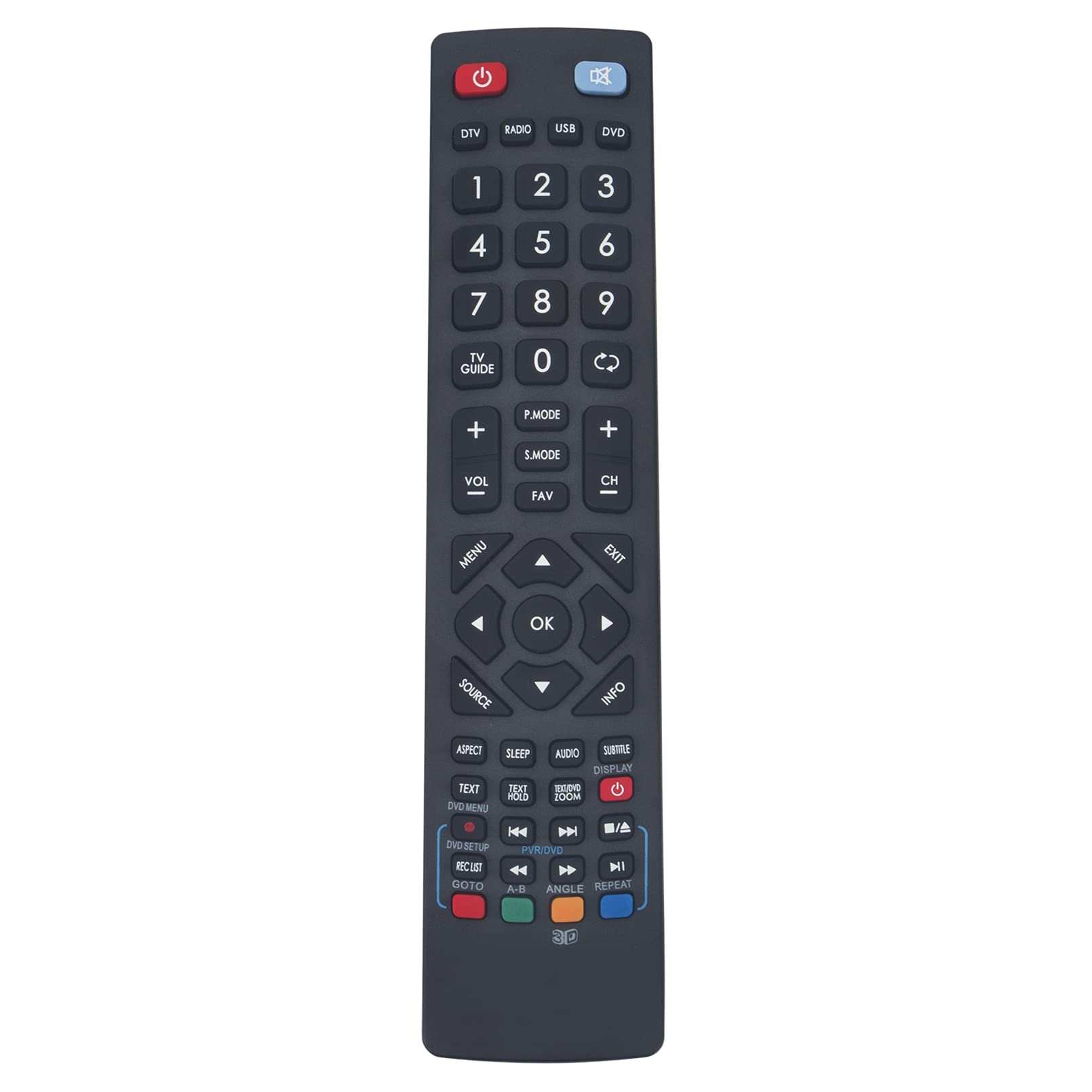 Remote Control Compatible with Bush Technika 32/191-GB-JB-F3HCU-UK 32/191G-GB-5B-3FTCU-UK 42/191F3D 42/191J-GB-F3HCU-UK 47/333J-BT-10S 50/211F 50/211G-GB-JB-FTCU-UK 24F22P-HDR/DVD 32G22B-HD/DVD