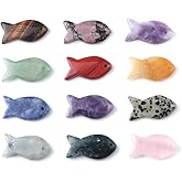 Zotoone 5PCS Fish Shaped Crystal Pendant Handmade Natural Stone Tiger Eye Amethyst Charms Leather Cord Necklaces Choker Jewelry