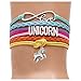 Unicorn Gifts for Girls - Unicorn Goodie Bag, Rainbow Bracelet/Hair Ties/Unicorn Necklace/Gift Card/Gift Bag