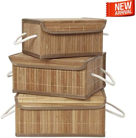 HomeStorie® Eco-Friendly Bamboo Storage Boxes for Clothes (Light Brown) - Set of 3