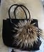 AURORA168 Fluffy Fur Pom Pom Ball Keyring / Bag Purse Charm Gold Ring, X-large - Super big brown