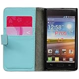 Bfun Packing Light Blue Card Slot Wallet Leather Cover Case For LG OPTIMUS L7 P705/P705G/700