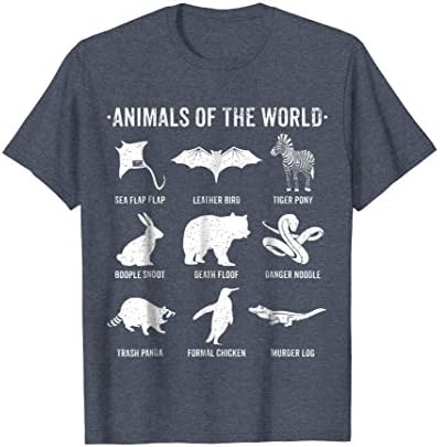 Mens Simple Vintage Humor Funny Rare Animals of the World T-shirt 3XL Heather Blue