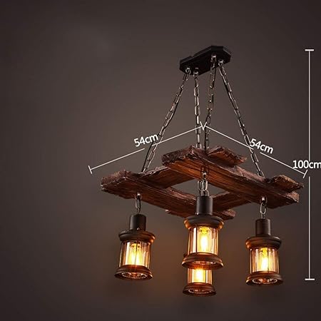 MJY Araña de arte de madera, restaurante retro de loft, cafés de