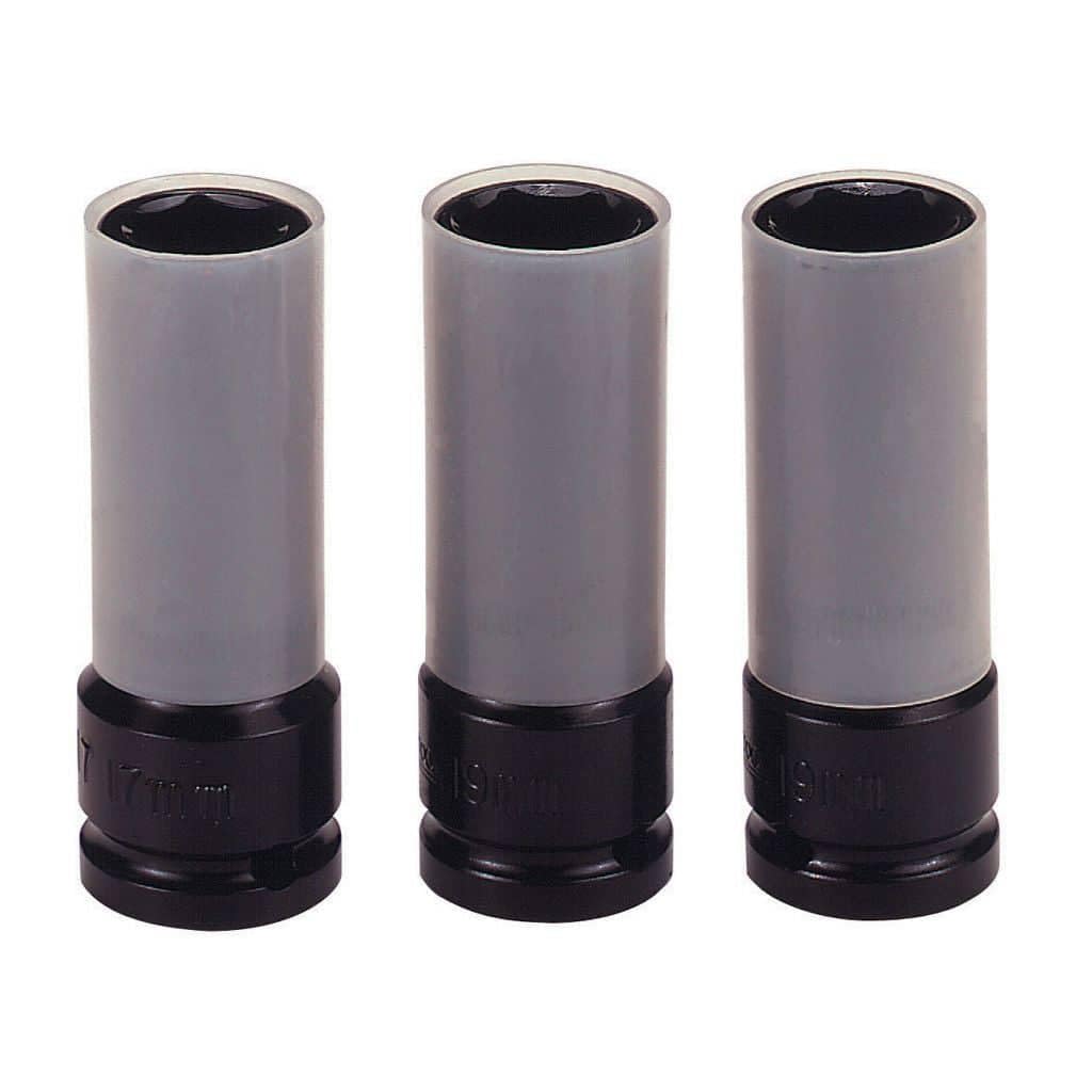 Teng Tools 9203N Wheel Nut Socket Set – 3‑Piece 1/2in Drive Deep Impact Sockets 17/19/21mm, Chrome Molybdenum with Protective Inserts, Ideal for Wheel Nuts and Aluminium Wheels