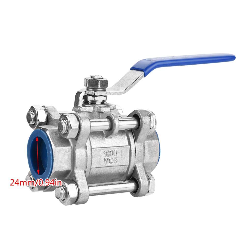 Ball Valve, DN20 304 Stainless Steel Pipe Ball Valve Three-piece Body Type Full Port Ball Valve 3/4" NPT - Image 3