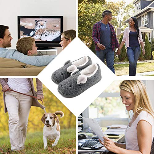 Neeseelily Women Comfort Plush Cozy Home Slippers Animal Non Slip Indoor Shoes (6.5-7B(M) US, Dark Grey) - Thumbnail 5