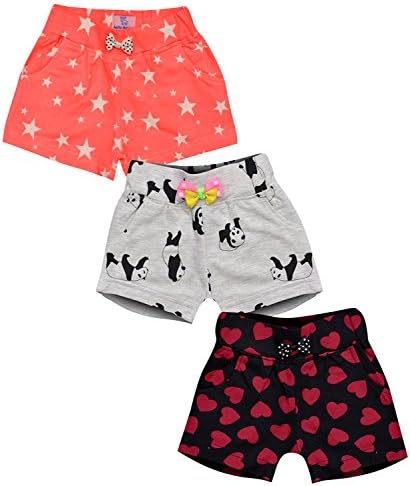 Aatu Kutty Girl's Cotton Casual Shorts - Pack of 3