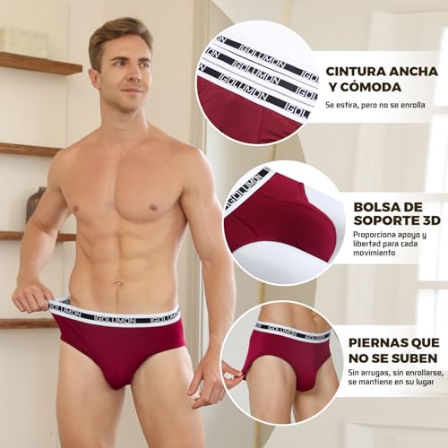 IGOLUMON Trusas para Hombre 7 Piezas Briefs Hombre Transpirable Bambú Rayón Ropa Interior Hombre Tagless Elástica con Pouch