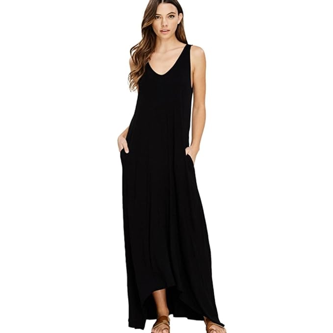 Vestiti Lunghi Senza Maniche Moda Fantasia Maxi Abito Canotta ...