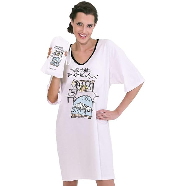 "That's Right, I'm At The Office" Women's Nightshirt - 100% Cotton, Made In USA, Gift Bag Included