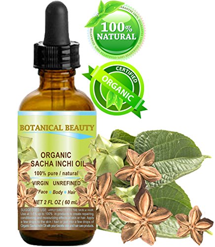 SACHA INCHI OIL ORGANIC. 100% Pure / Natural / Undiluted/ Virgin / Unrefined. 2 Fl.oz.- 60 ml. For Skin, Hair, Lip and Nail Care.