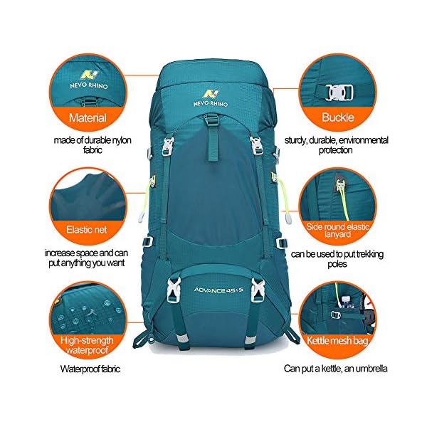N NEVO RHINO Hiking Backpack, 40L/50L/60L/70L/80L Waterproof Camping