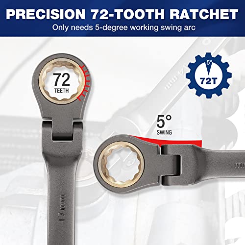 WORKPRO 8piece FlexHead Ratcheting Combination Wrench Set, Metric 9