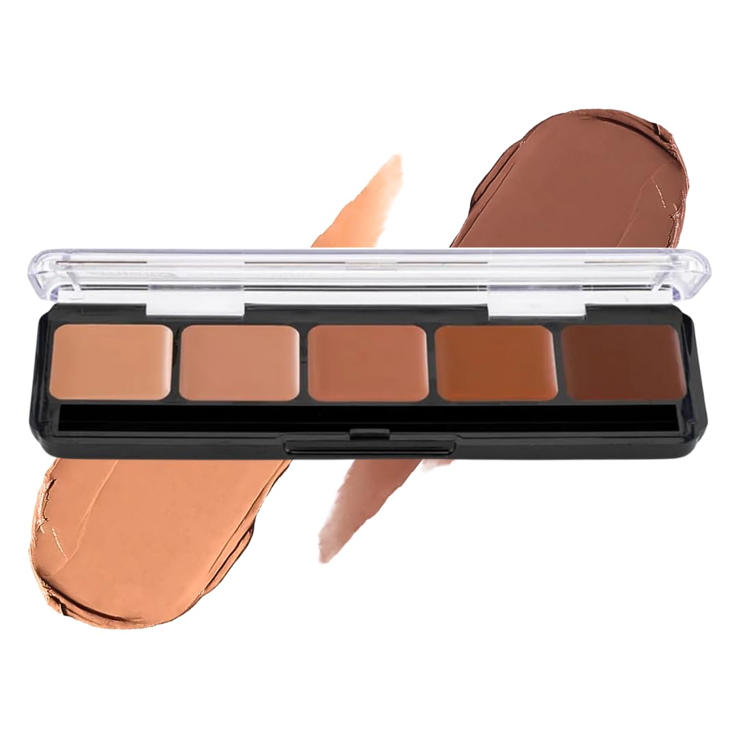 HD Glamour Compact Foundation Cool 2 | 5 Well Foundation Full Coverage Palette | Use as Cream Contour Palette/Contour Makeup, Under Eye Colour Corrector, Colour Corrector Dark Circles by Graftobian