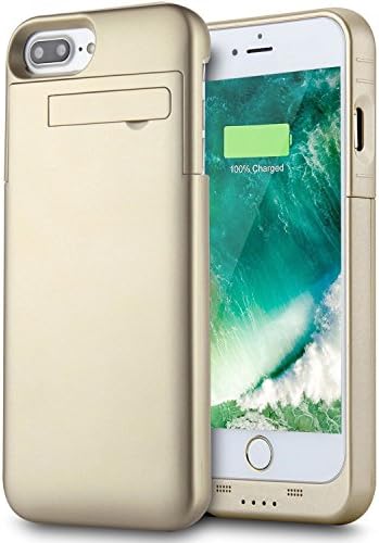 PEYOU Compatible for iPhone 8 Plus / 7 Plus Battery Case, 4000mAh Ultra Slim Extended Backup Power Bank Battery Charger Case Cover w/Kickstand Compatible for iPhone 8 Plus/7 Plus/6 Plus/6S Plus 5.5"