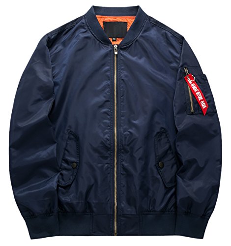 chouyatou Men's Essential Lightweight Zipper Front Softshell Bomber Jacket (X-Small, Dark Blue)