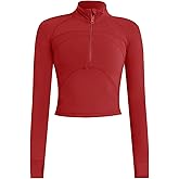 Women's Cropped Workout Jacket 1/2 Zip Pullover Running Athletic Outwear Slim Fit Long Sleeve Yoga Top