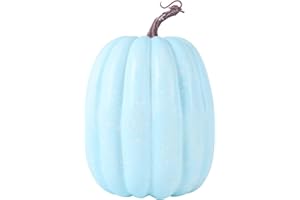 Yiiciovy Large Fake Pumpkins for Decorating Big Decorative Foam Pumpkins for Fall Decor, Artificial Plastic Pumpkins Perfect for Halloween Decor Thanksgiving Table Decor (Blue, 21cm*15cm)