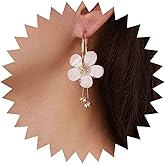 Aneneiceera Vintage Resin Black Flower Hoop Earrings Acrylic Black Petal Dangle Earrings Crystal Flower Drop Earrings Petal Wire Earrings Enamel Daisy Petal Earrings Jewelry for Women and Girls