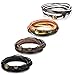 FUNRUN JEWELRY 4PCS Leather Bracelet for Men Wristband Long Around Bracelet Wrist Cuffs Set Adjustable