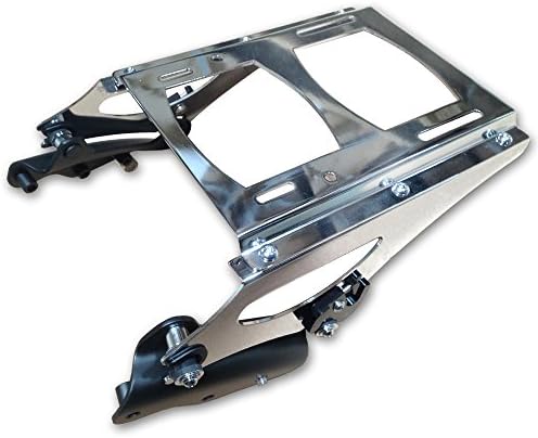 TJMOTO Matte Black 4-Point Docking Hardware Kit&amp;Chrome Detachable 2-up Tour Pak Mounting Luggage Rack for 2009-2013 Harley-Davidson Touring models