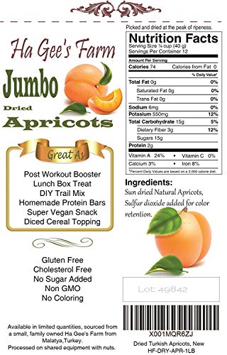 Turkish Dried Apricot, Gourmet Fresh Jumbo Size #1, Reseable Bags(3LB)