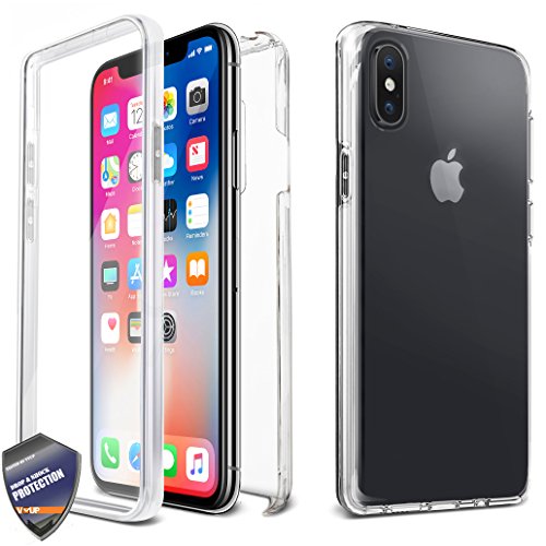 VVUP for Apple iPhone X/XS Case Slim Clear Full Body Coverage Rugged Case  Protection with Transparent Built-in Screen Protector Case Cover