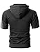 Ohoo Mens Slim Fit Short Sleeve Lightweight Zip-up Hoodie With Kanga Pocket/DCF007-CHARCOAL-L
