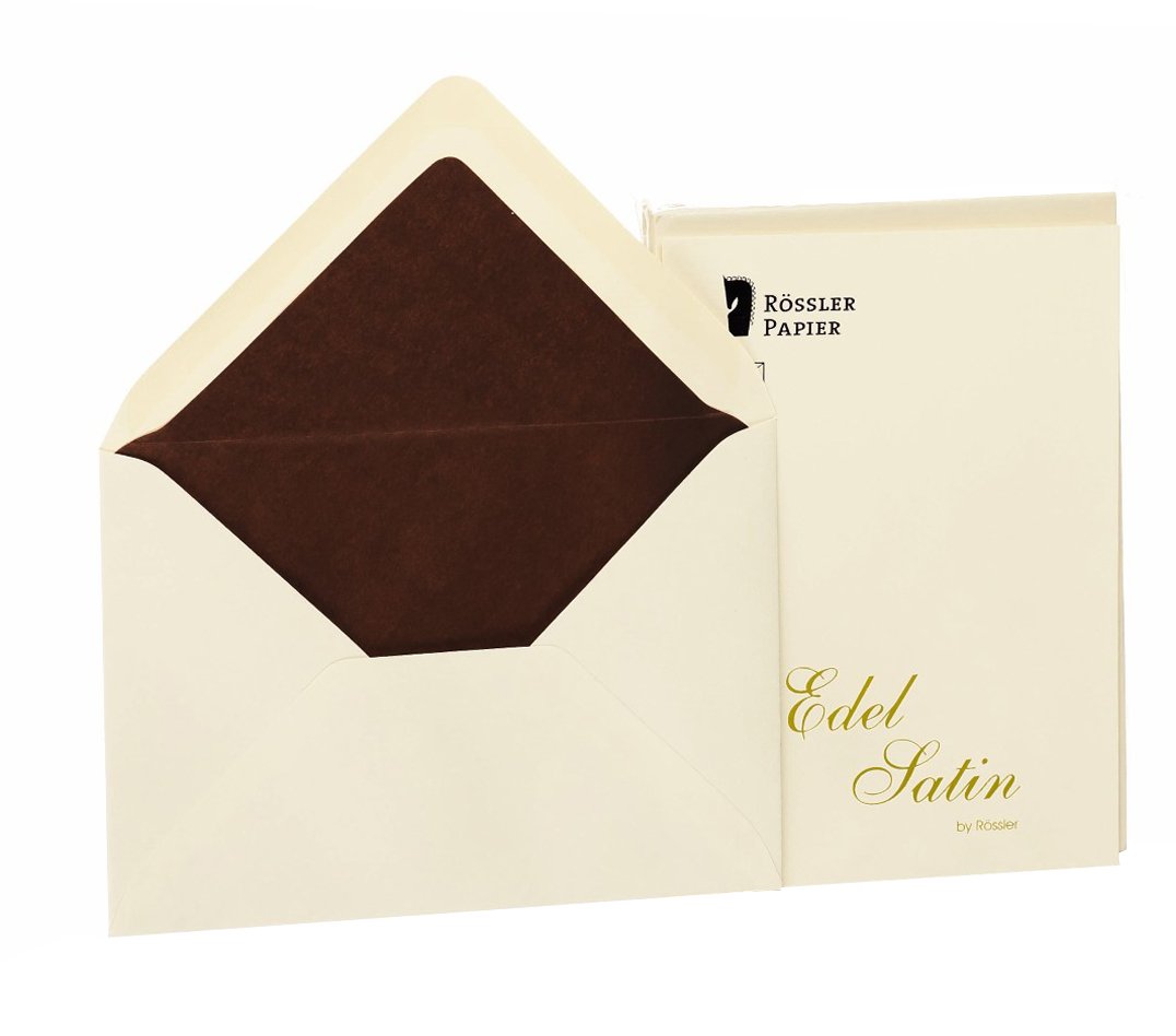 Rössler Papier 2031838004 - Noble Satin - Enveloppen pakket 20/C6 met zijden voering, ivoorkleurig