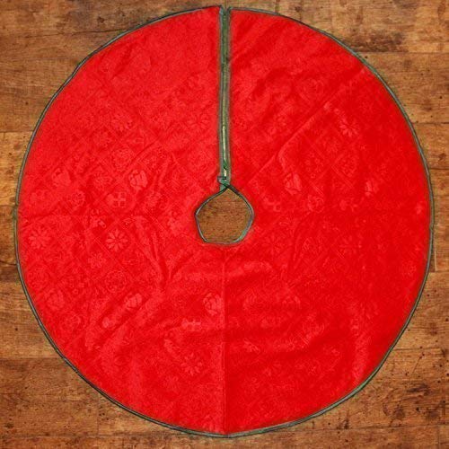 Robelli Large 90cm Red Festive Christmas Tree Skirt Decoration (Embossed Pattern)