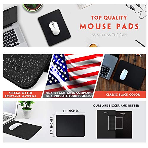 Mouse Pads Bundle Stitched Edges Premium Waterproof Gaming Mouse Mat Pad, Extends Battery Life Non-Slip Rubber Base Thick Black Mousepad for Laptop Computer & PC, 11 x 8.7 inch, Black Razer (12 Pack)