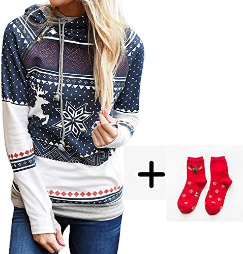 Simayixx Sweatshirts for Women Reindeer Ugly Christmas Sweater Xmas Snowflake Pullover Jumper Tops(S-2XL)