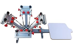 POVOKICI 4 Color 1 Station Silk Screen Printing Press Machine with Micro Registration for T-Shirt DIY Printing Removable Pallet US Stock